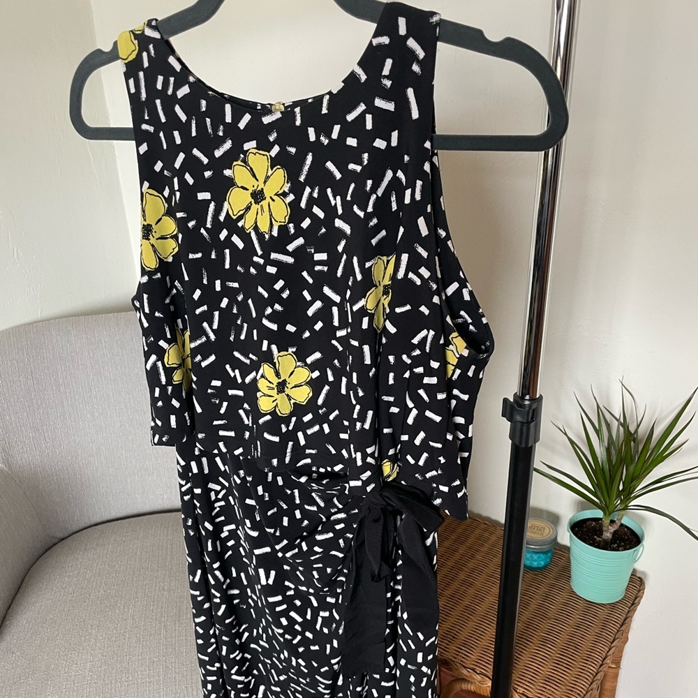 Floral Black and Yellow Women's Dress